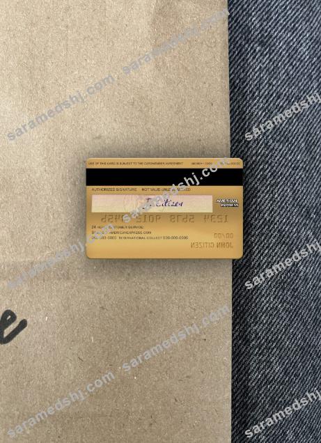 USA Texas 5Point Credit Union bank AMEX gold card photolook back
